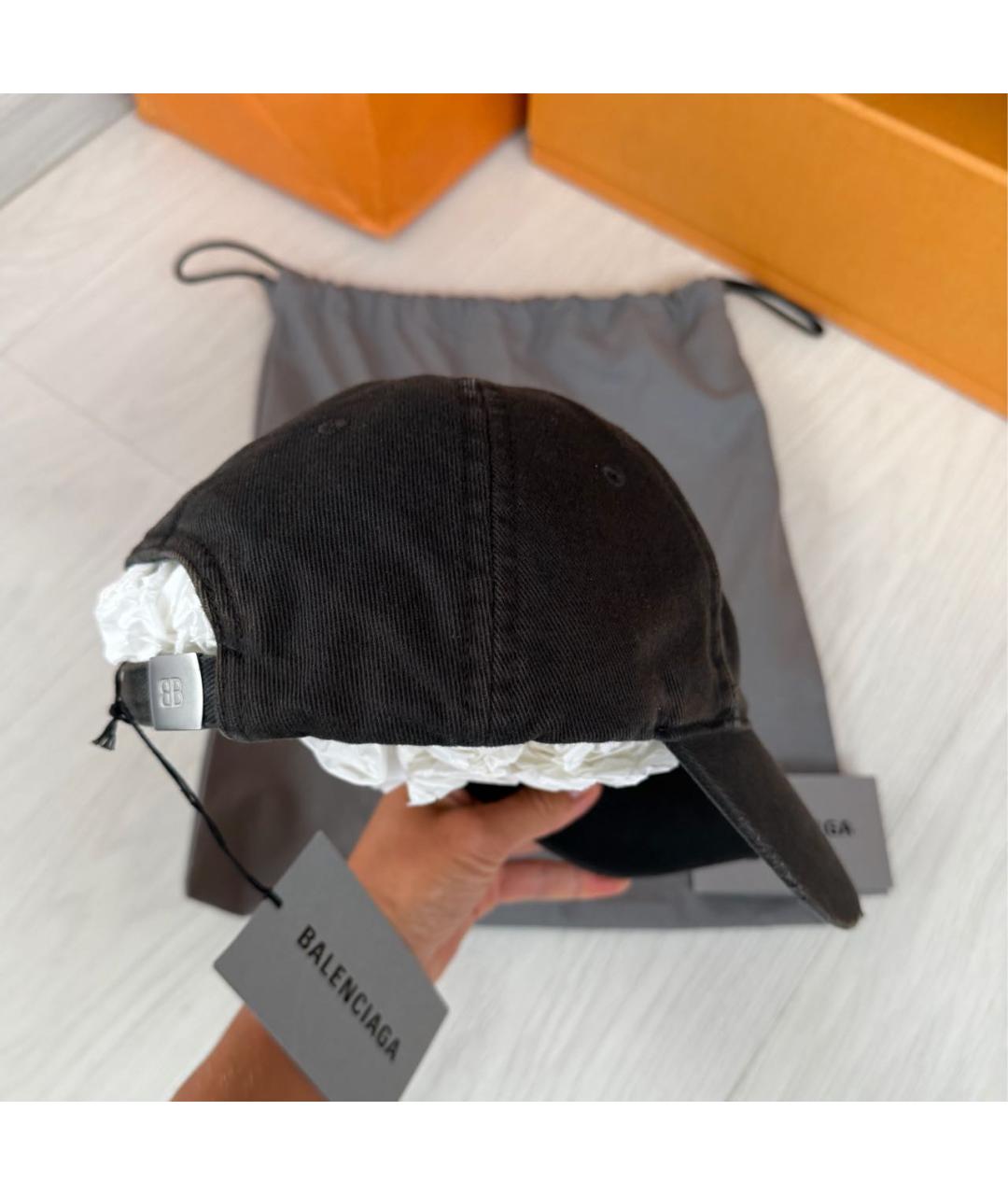 BALENCIAGA Черная хлопковая кепка, фото 4