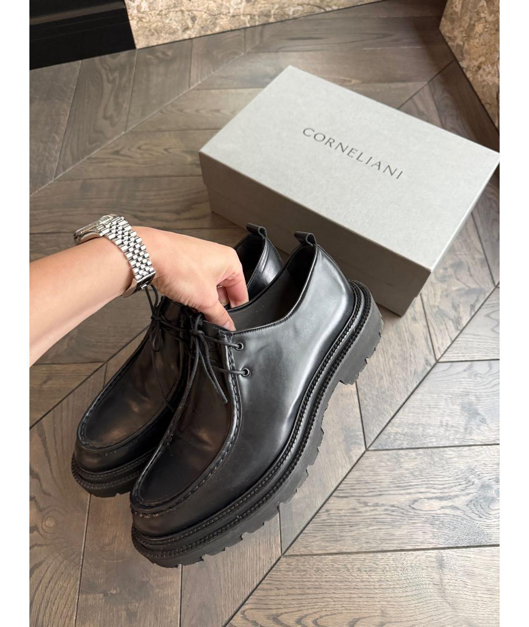 CORNELIANI Черные кожаные туфли, фото 3