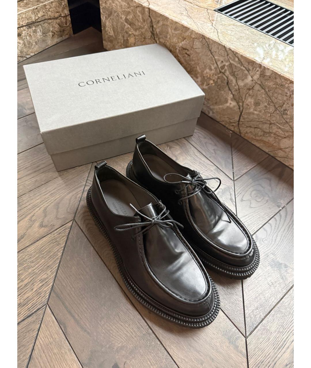 CORNELIANI Черные кожаные туфли, фото 2
