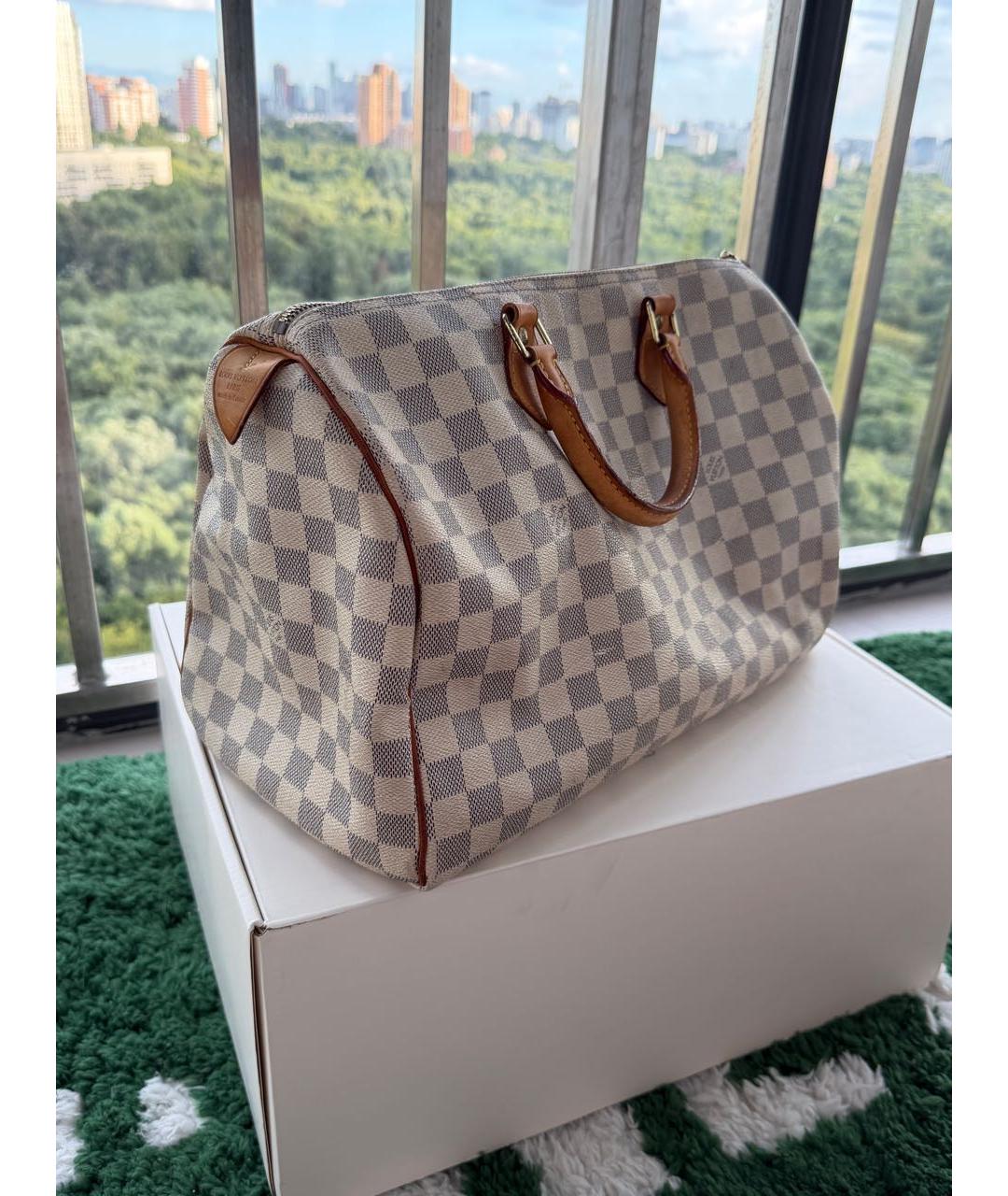 LOUIS VUITTON Бежевая сумка с короткими ручками из канвы, фото 6