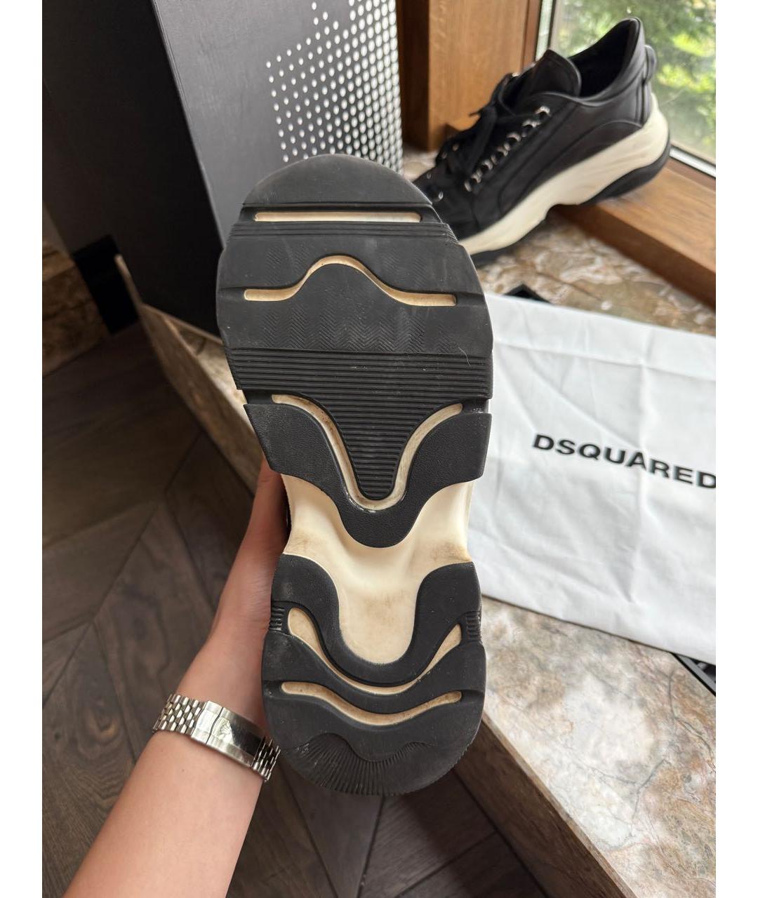 DSQUARED2 Черные кожаные низкие кроссовки / кеды, фото 4