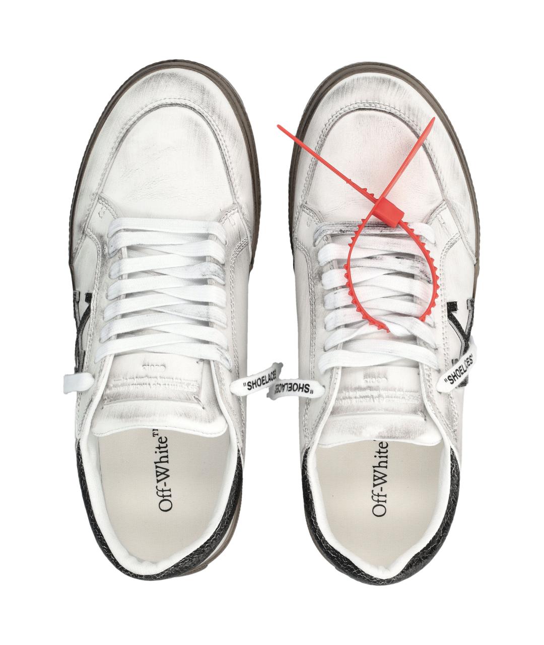 OFF-WHITE Белые кожаные низкие кроссовки / кеды, фото 2