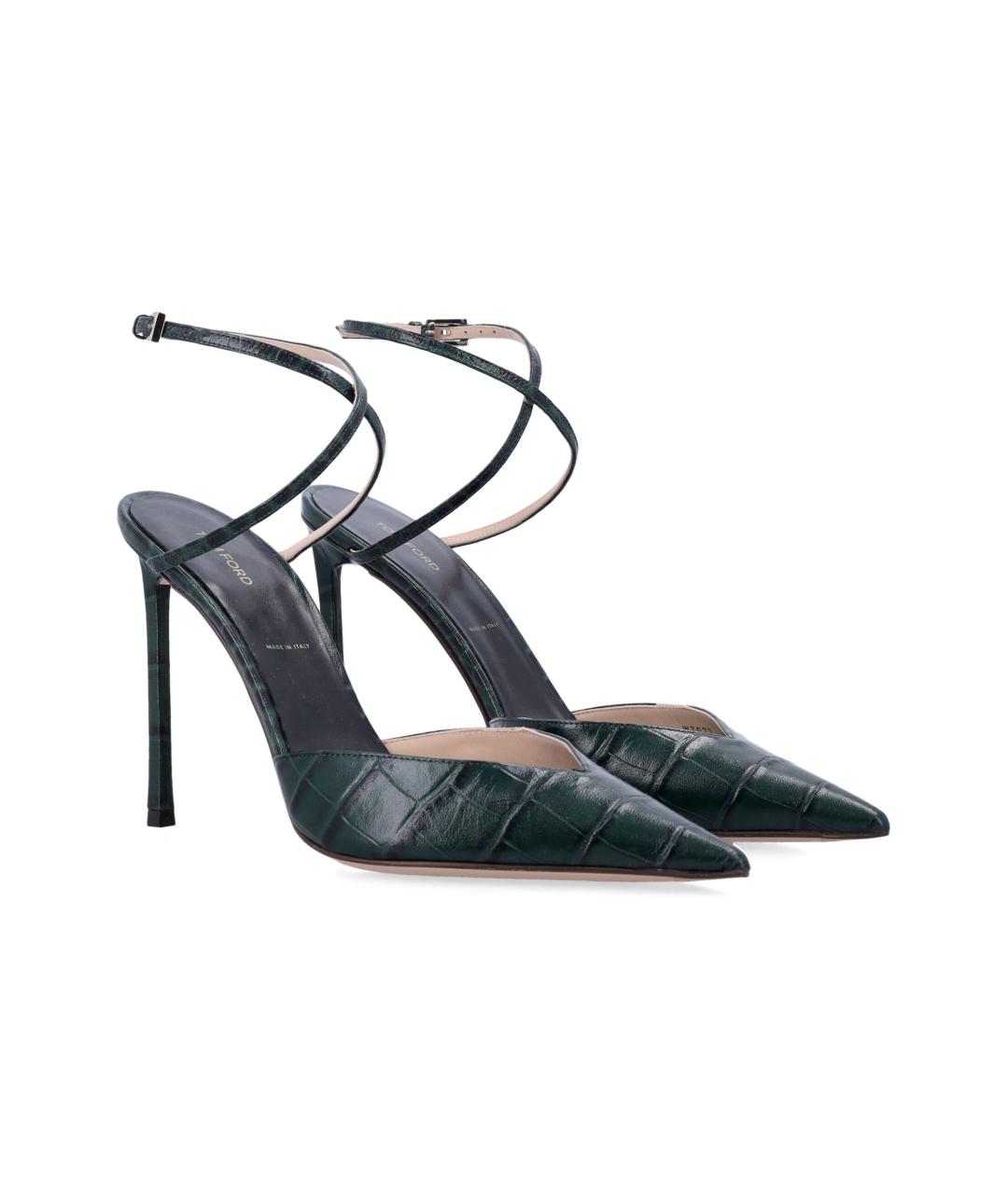 TOM FORD Зеленые кожаные туфли, фото 2