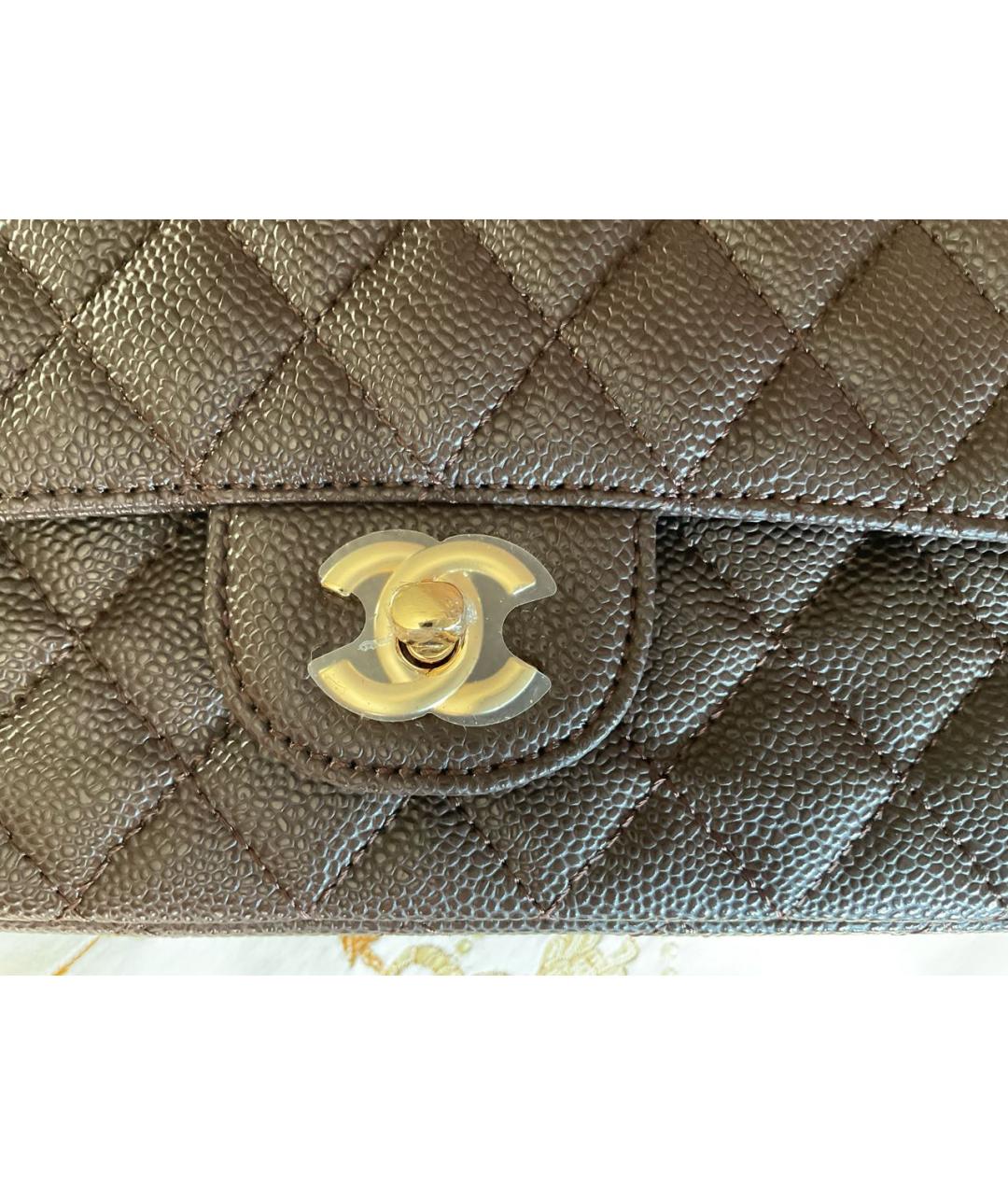 CHANEL Коричневая кожаная сумка через плечо, фото 5
