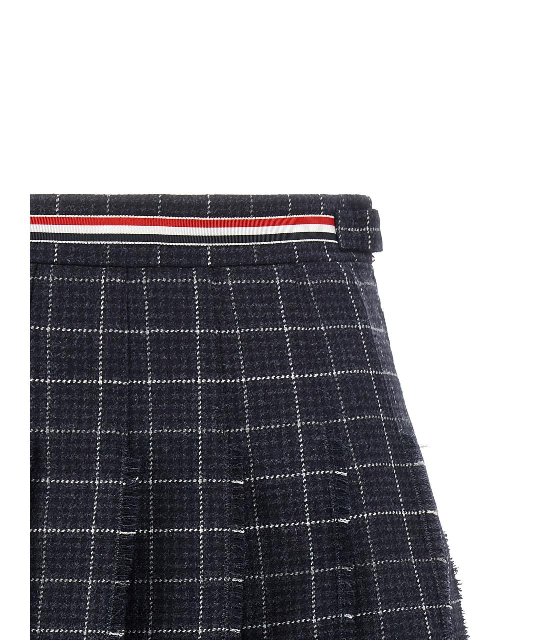 THOM BROWNE Темно-синяя шерстяная юбка мини, фото 3