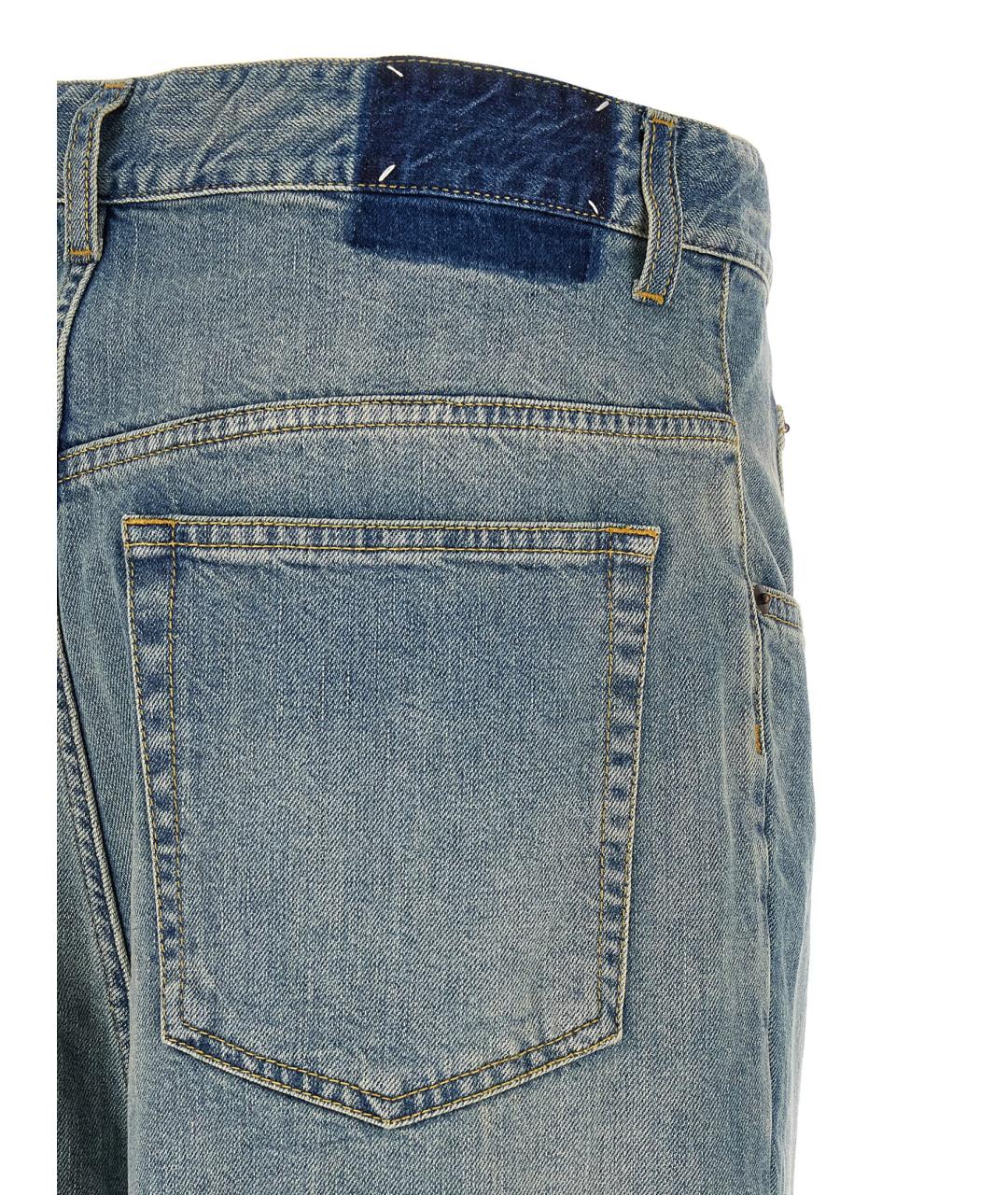 MAISON MARGIELA Голубые хлопковые прямые джинсы, фото 4
