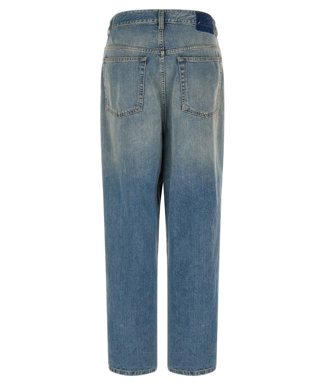MAISON MARGIELA Голубые хлопковые прямые джинсы, фото 2