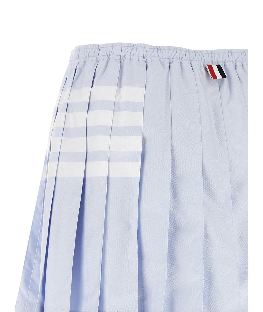 THOM BROWNE Голубая хлопковая юбка мини, фото 4