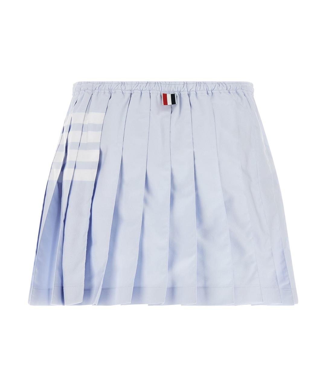 THOM BROWNE Голубая хлопковая юбка мини, фото 2
