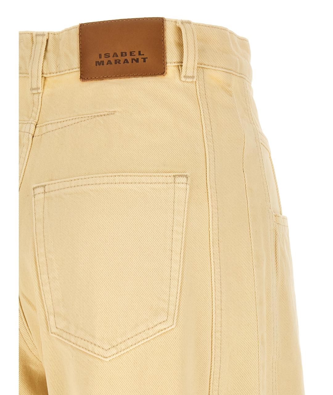 ISABEL MARANT Бежевые хлопковые прямые джинсы, фото 4