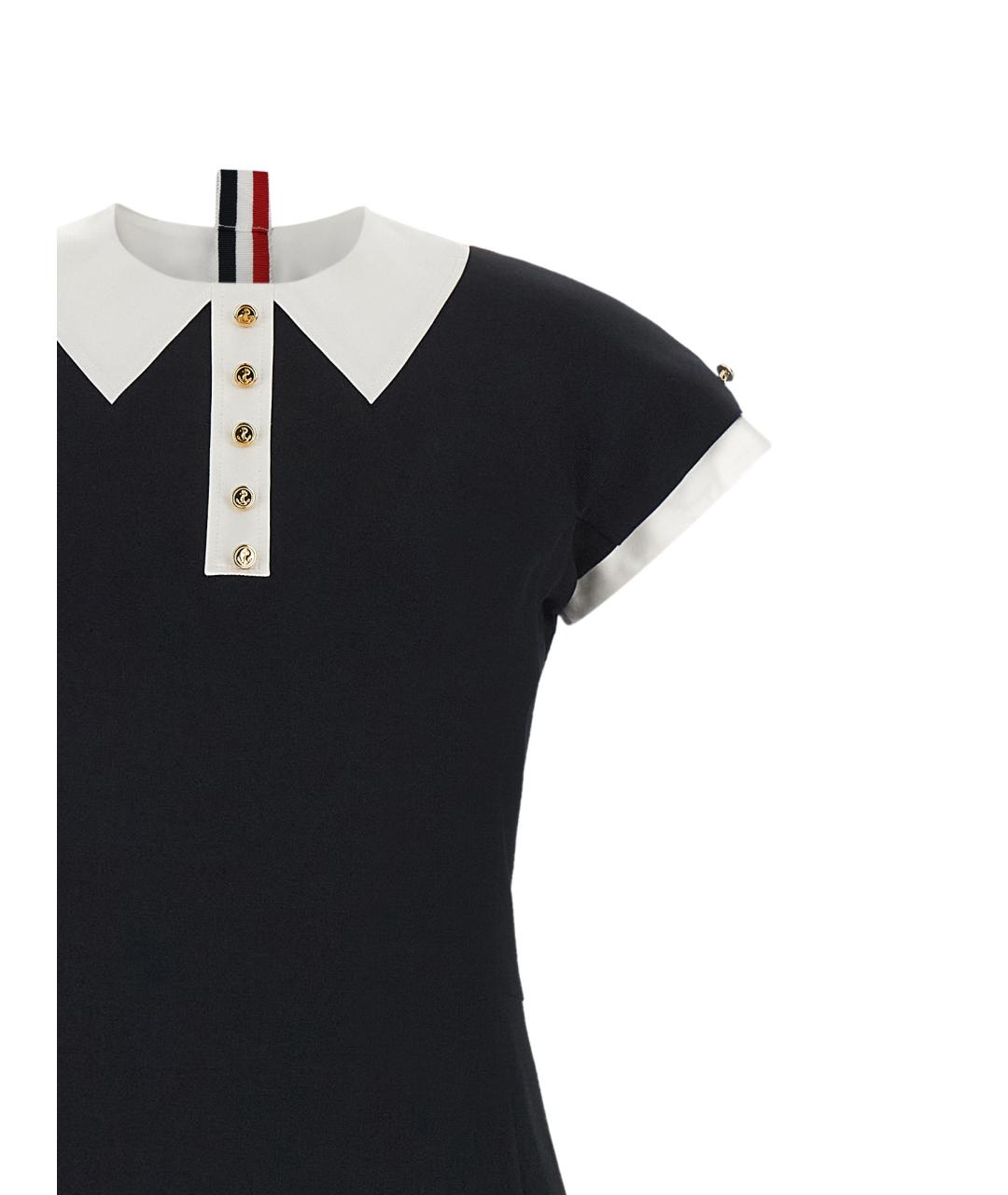 THOM BROWNE Темно-синее шерстяное повседневное платье, фото 3