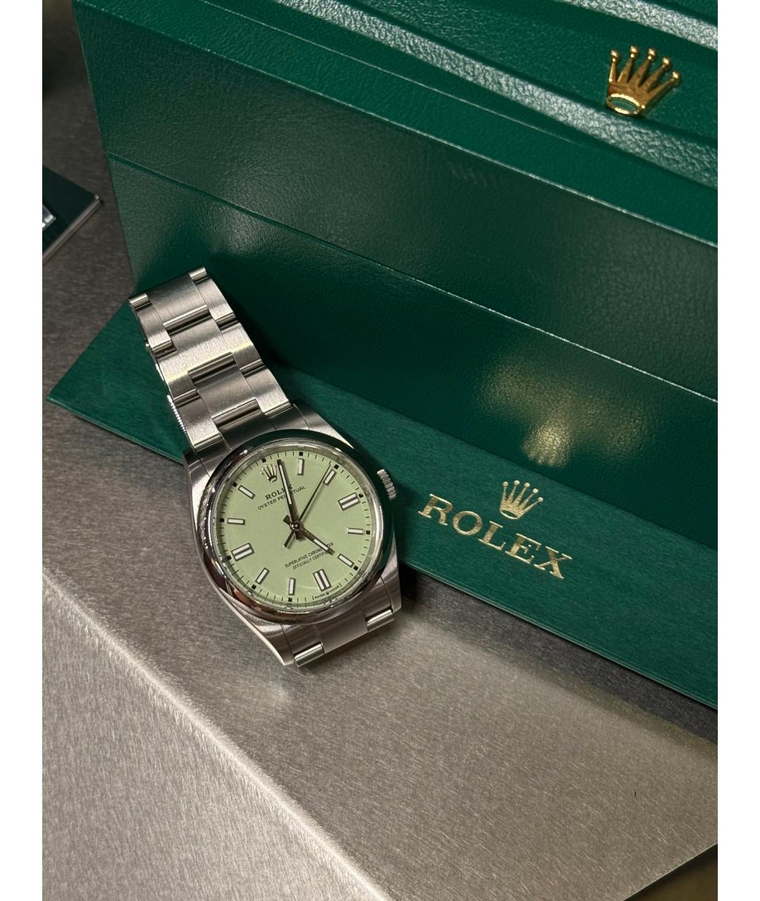 ROLEX Зеленые металлические часы, фото 3