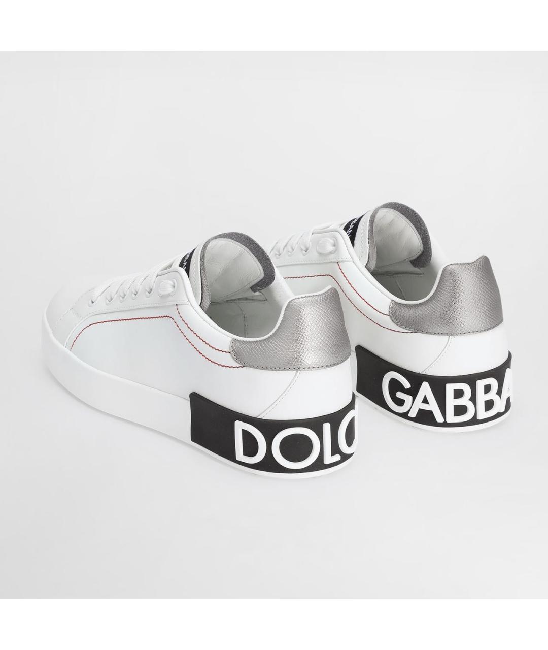DOLCE&GABBANA Белые кожаные кроссовки, фото 3