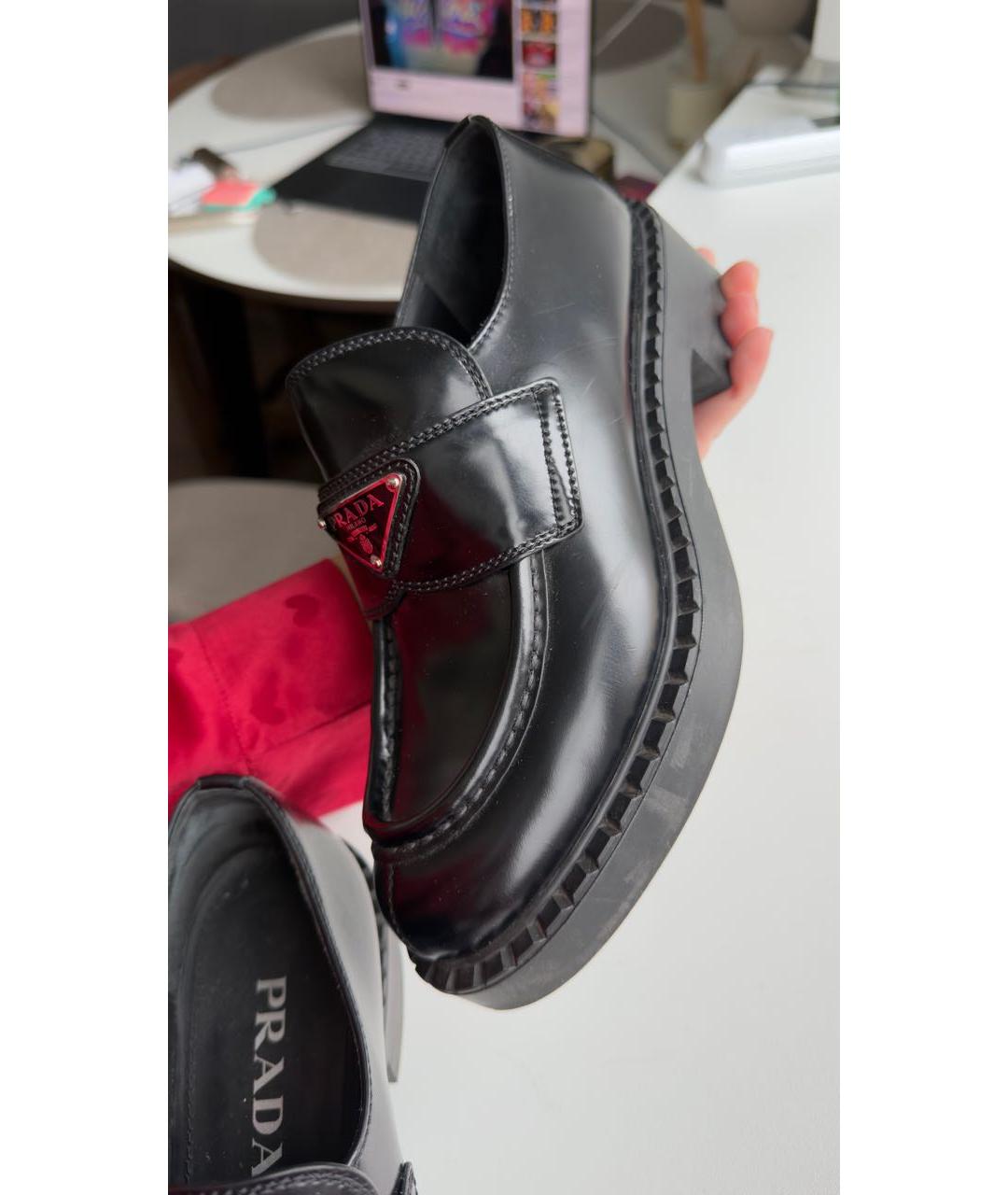 PRADA Черные кожаные лоферы, фото 4
