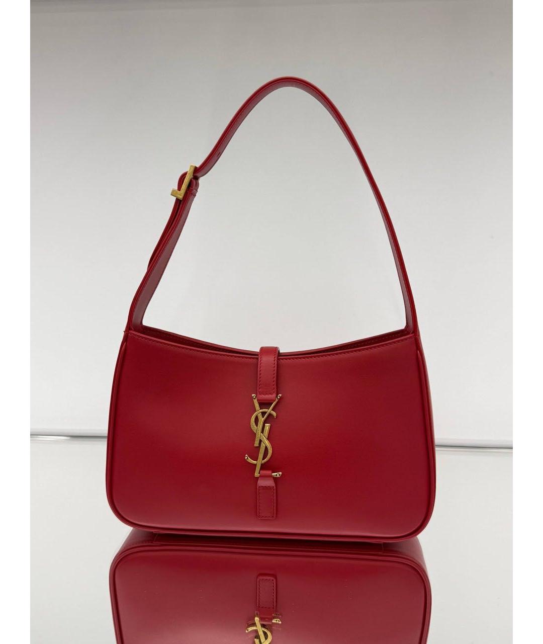 SAINT LAURENT Красная кожаная сумка с короткими ручками, фото 5