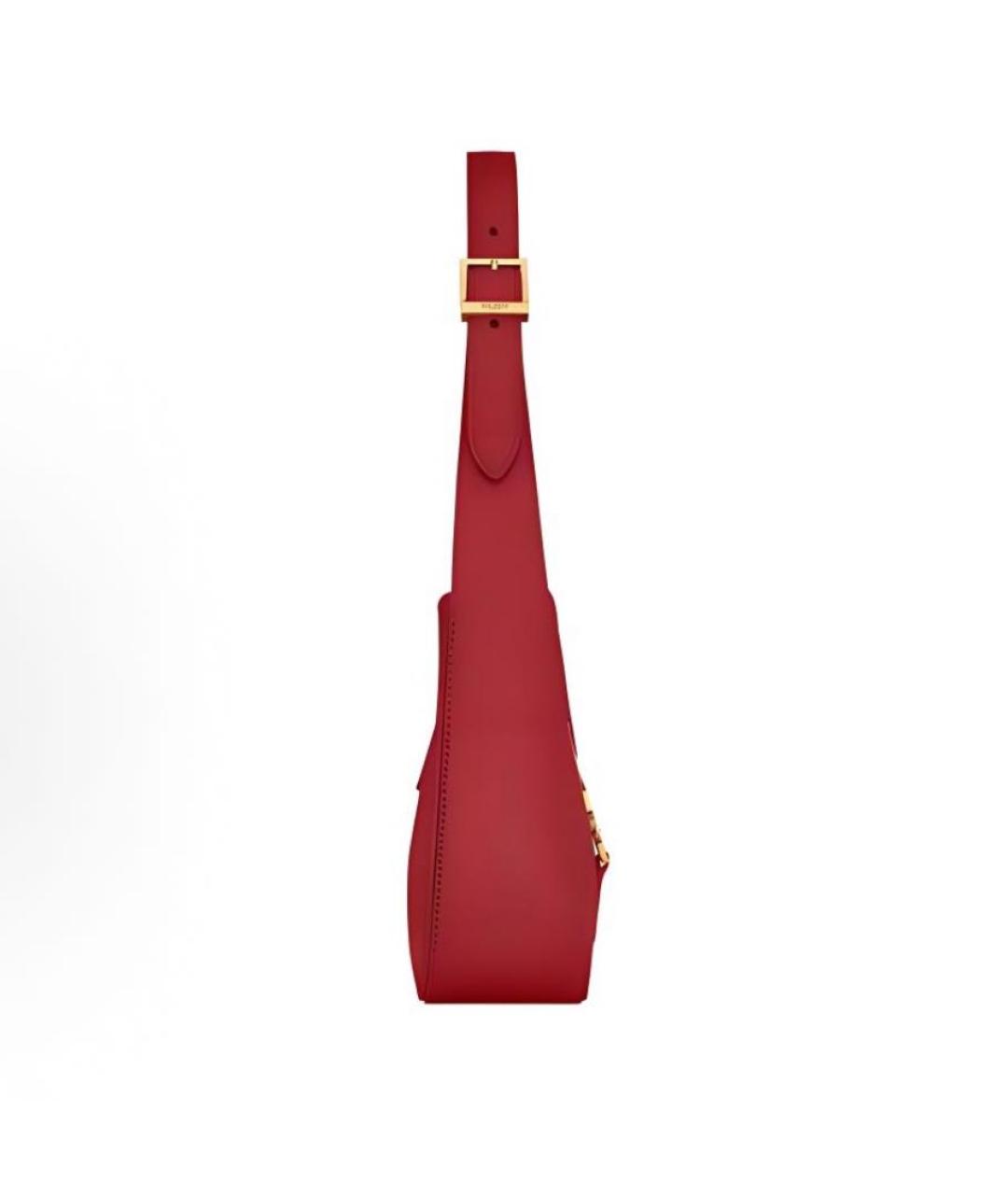 SAINT LAURENT Красная кожаная сумка с короткими ручками, фото 3
