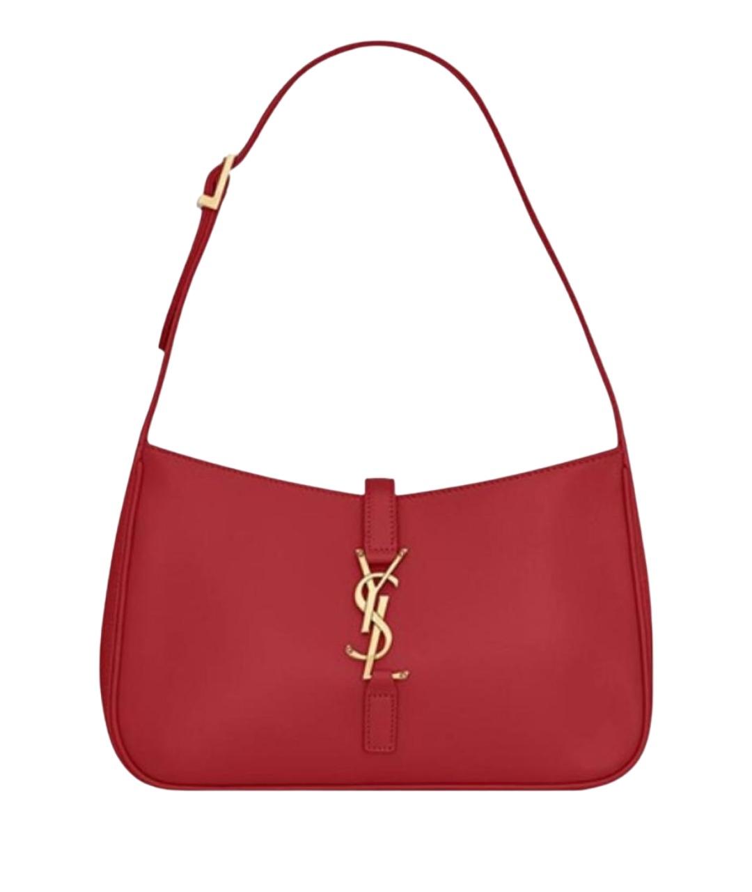 SAINT LAURENT Красная кожаная сумка с короткими ручками, фото 1