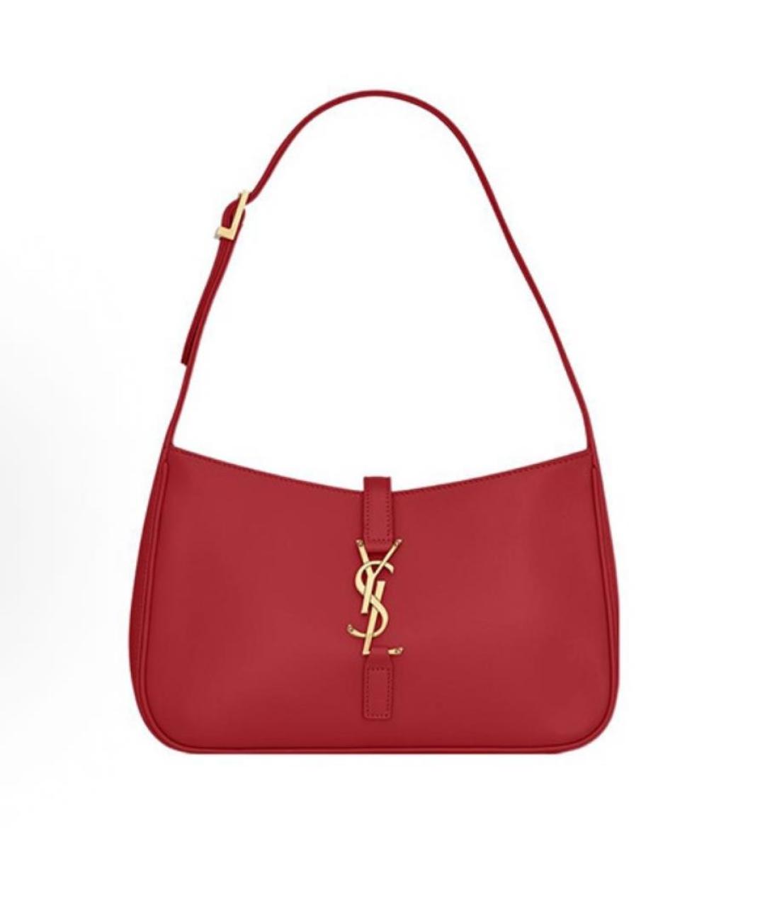 SAINT LAURENT Красная кожаная сумка с короткими ручками, фото 7