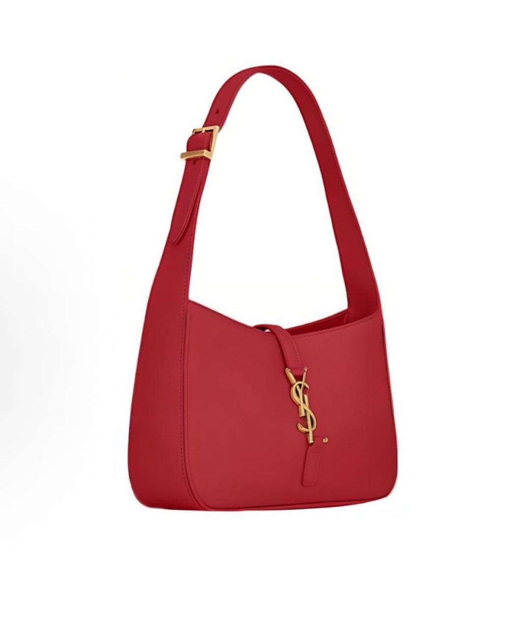 SAINT LAURENT Красная кожаная сумка с короткими ручками, фото 2