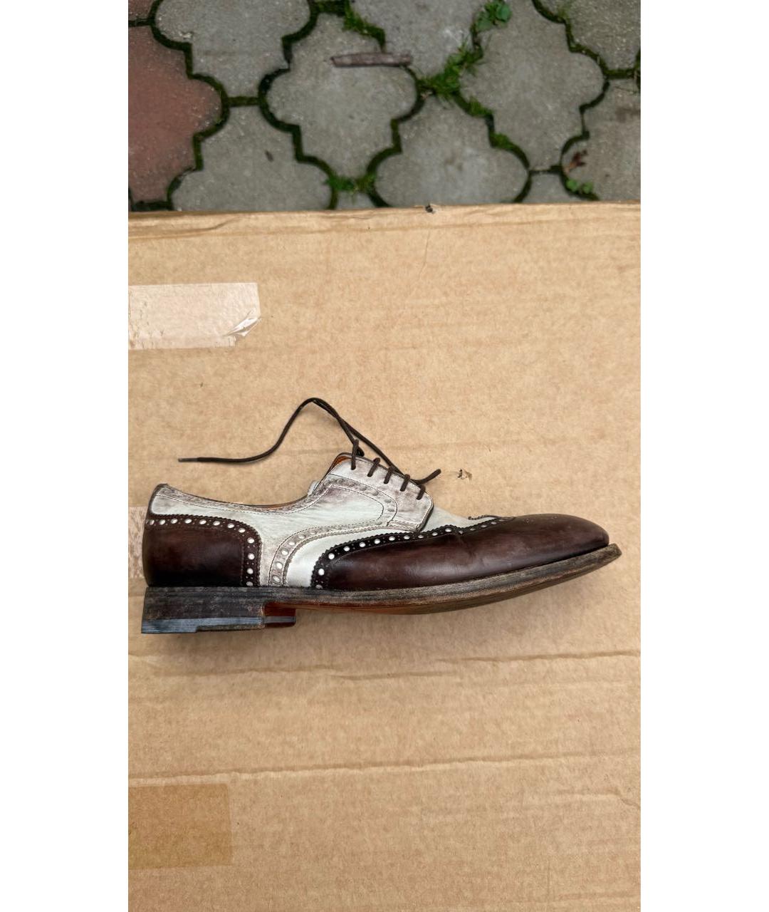 SANTONI Коричневые кожаные ботинки, фото 9