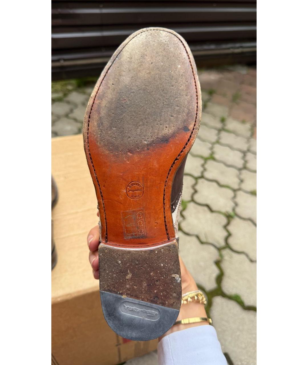 SANTONI Коричневые кожаные ботинки, фото 8
