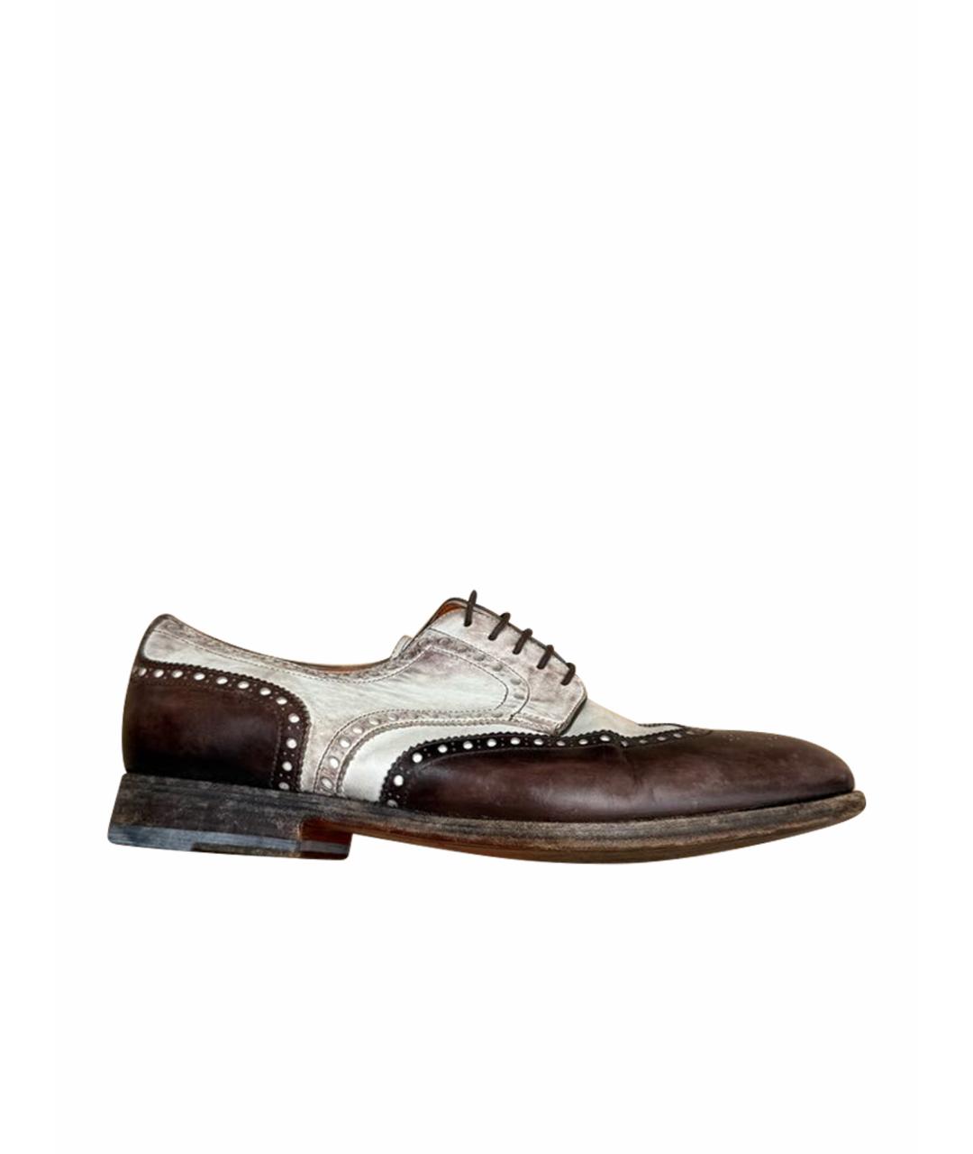 SANTONI Коричневые кожаные ботинки, фото 1