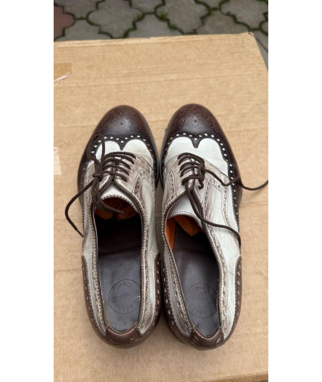SANTONI Коричневые кожаные ботинки, фото 3