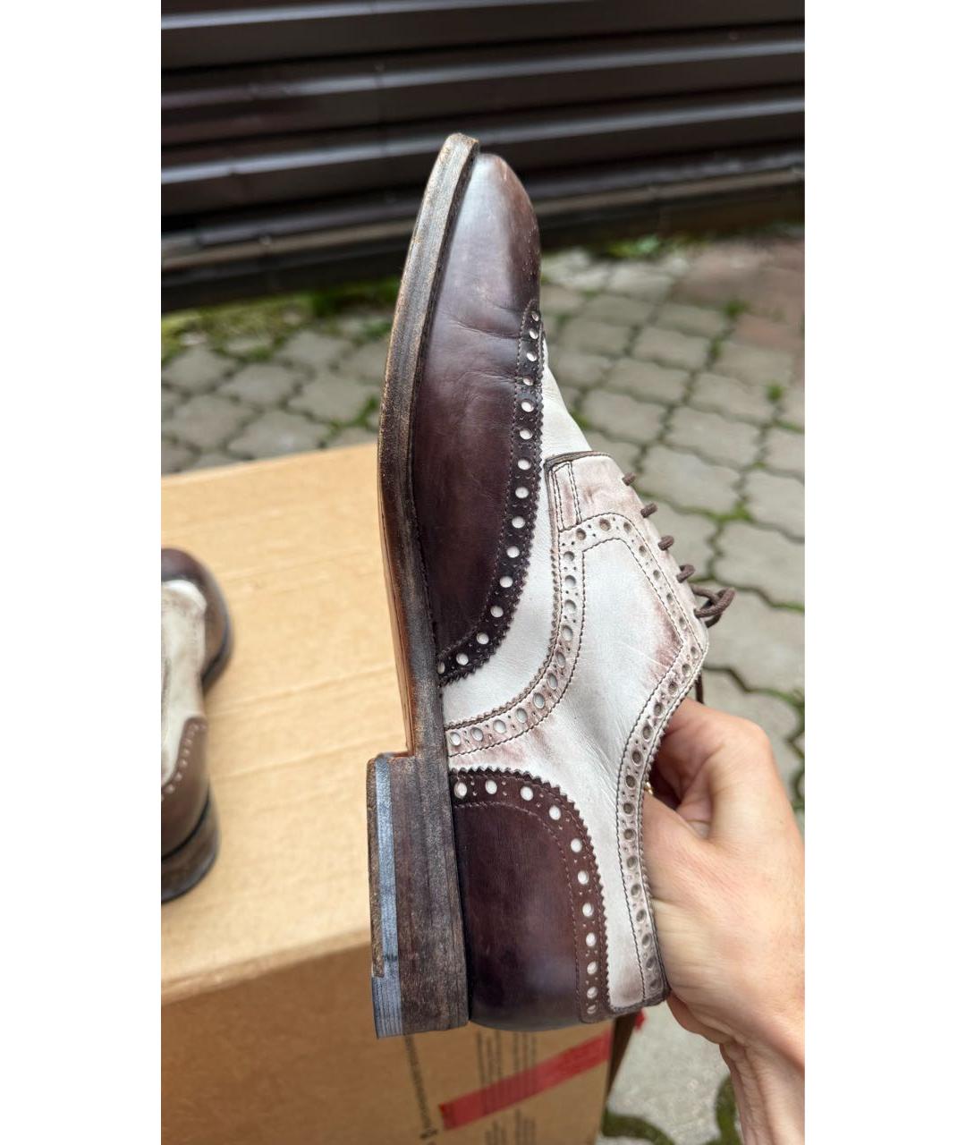 SANTONI Коричневые кожаные ботинки, фото 5