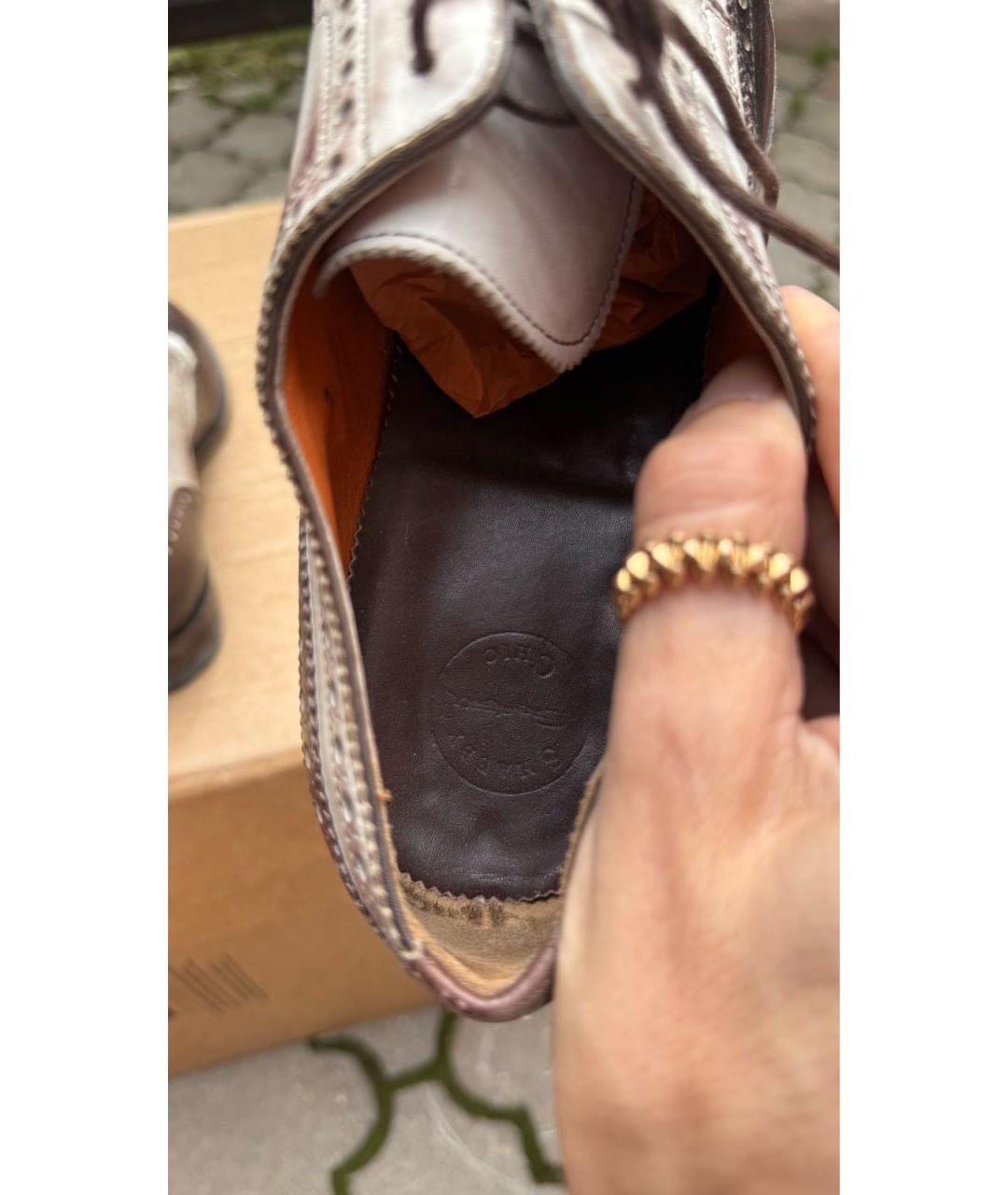 SANTONI Коричневые кожаные ботинки, фото 7