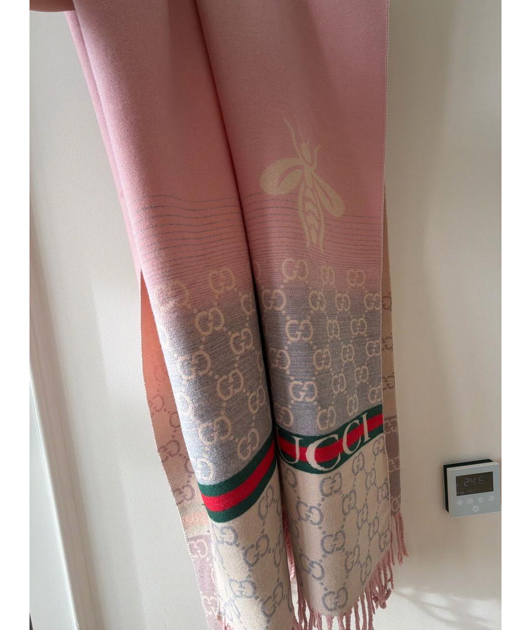 GUCCI Розовый кашемировый шарф, фото 8