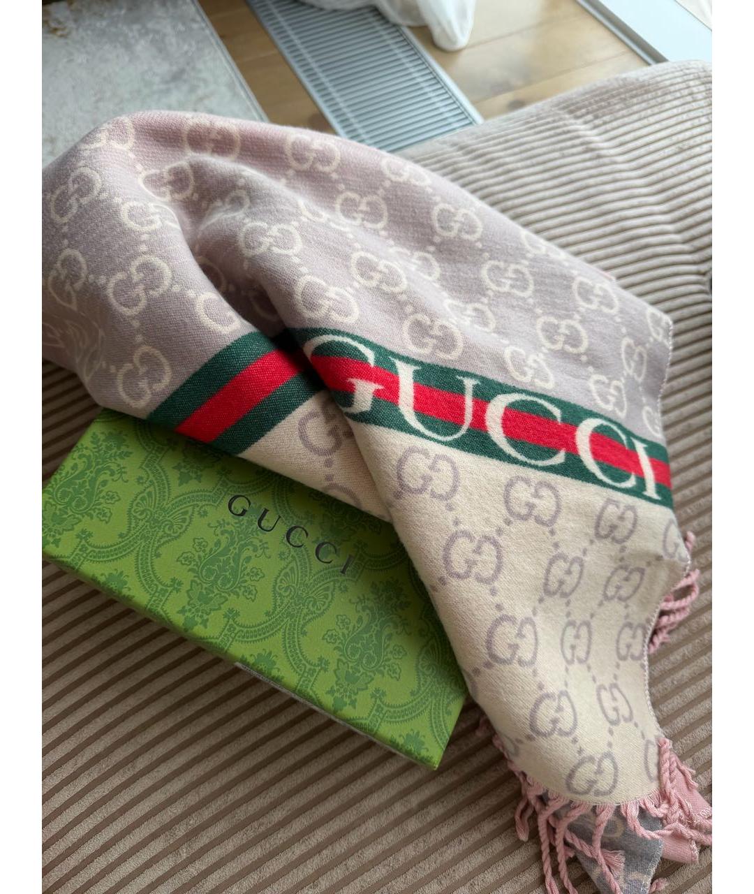 GUCCI Розовый кашемировый шарф, фото 5