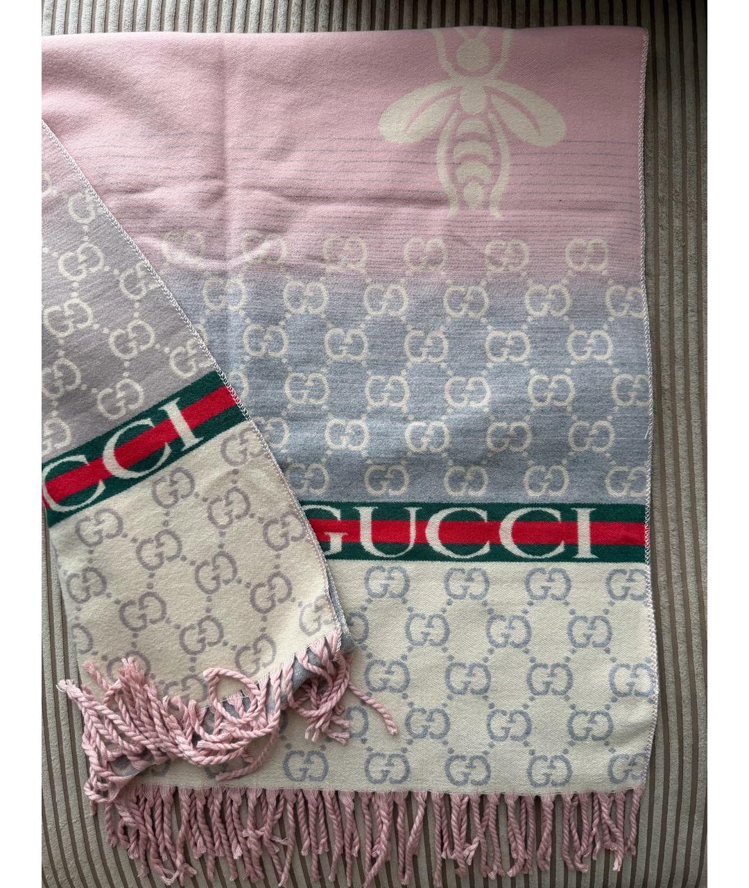 GUCCI Розовый кашемировый шарф, фото 2