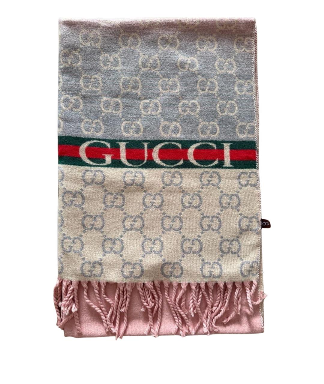 GUCCI Розовый кашемировый шарф, фото 1
