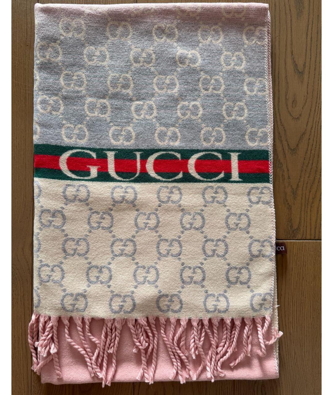 GUCCI Розовый кашемировый шарф, фото 9