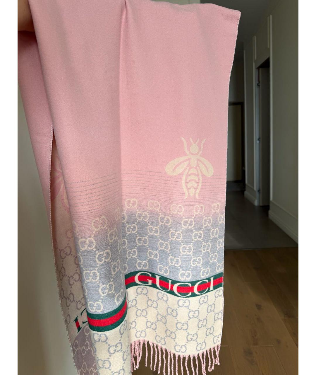 GUCCI Розовый кашемировый шарф, фото 7