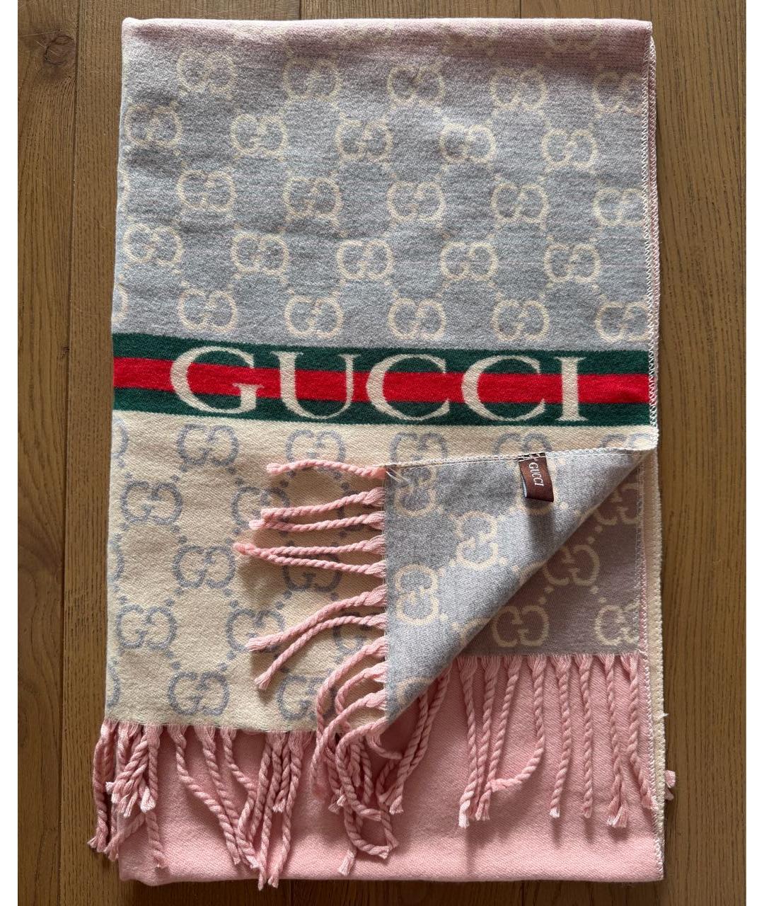 GUCCI Розовый кашемировый шарф, фото 3