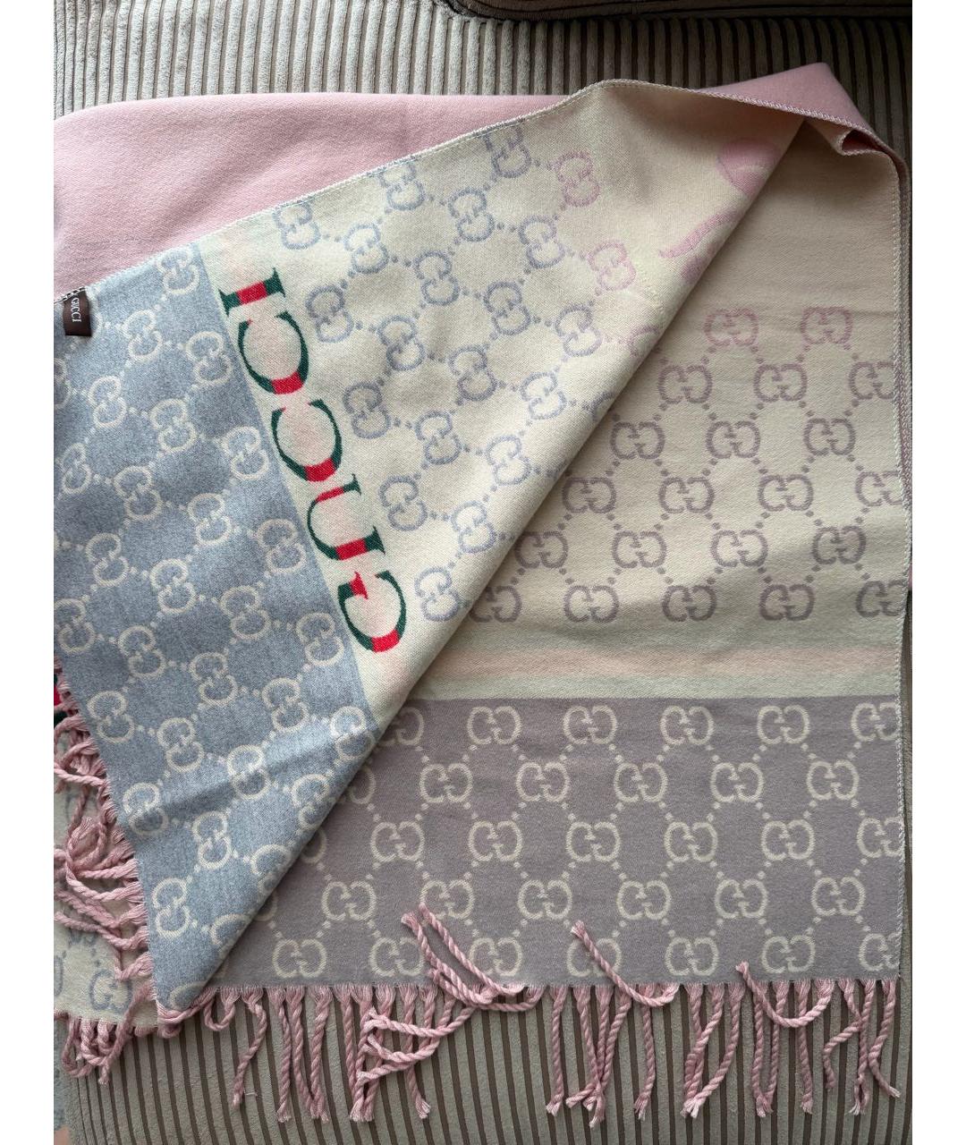 GUCCI Розовый кашемировый шарф, фото 6