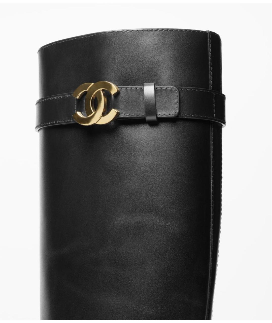 CHANEL Черные кожаные сапоги, фото 4