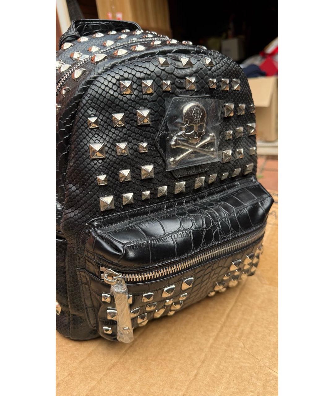 PHILIPP PLEIN Черный кожаный рюкзак, фото 5