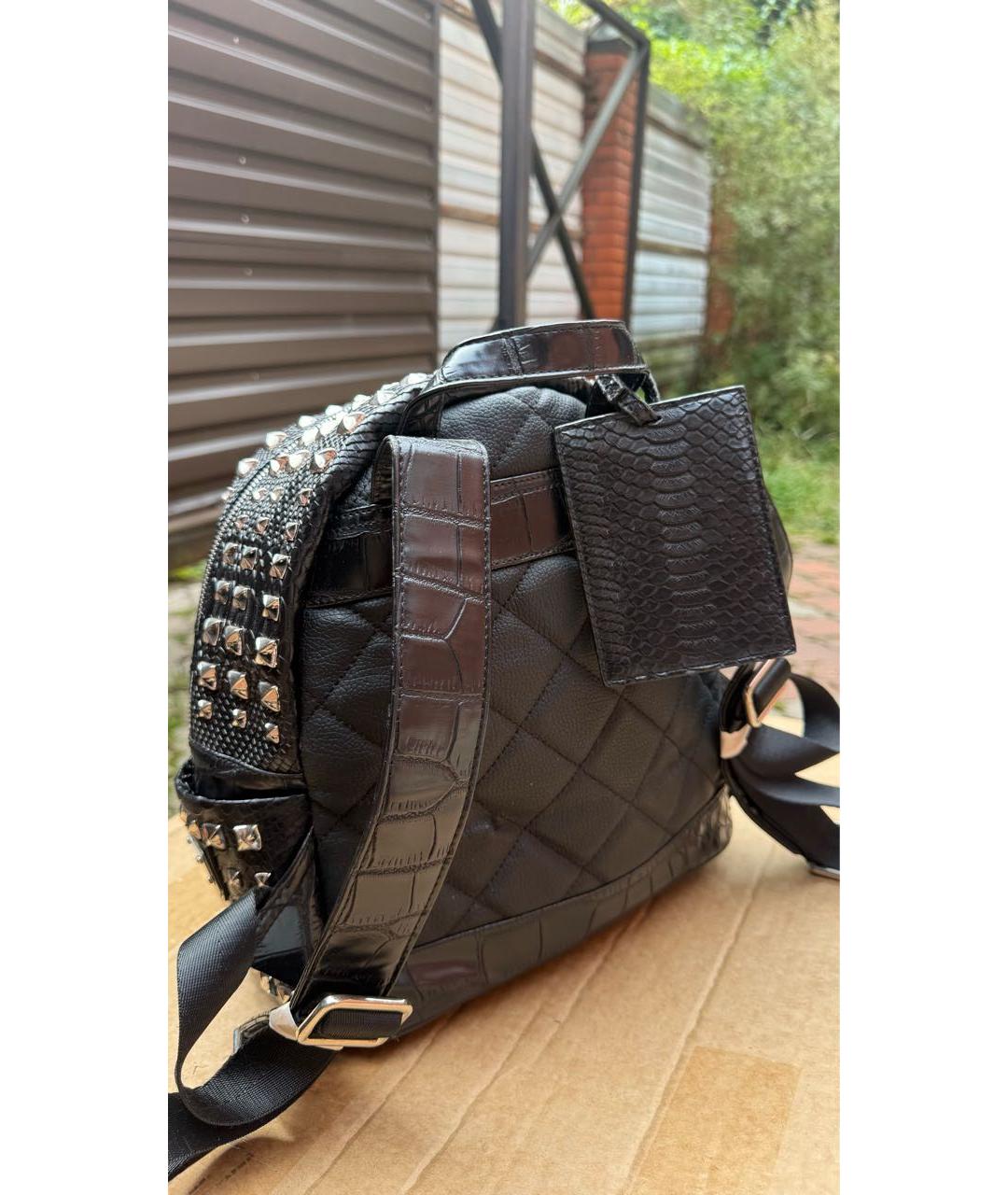 PHILIPP PLEIN Черный кожаный рюкзак, фото 3
