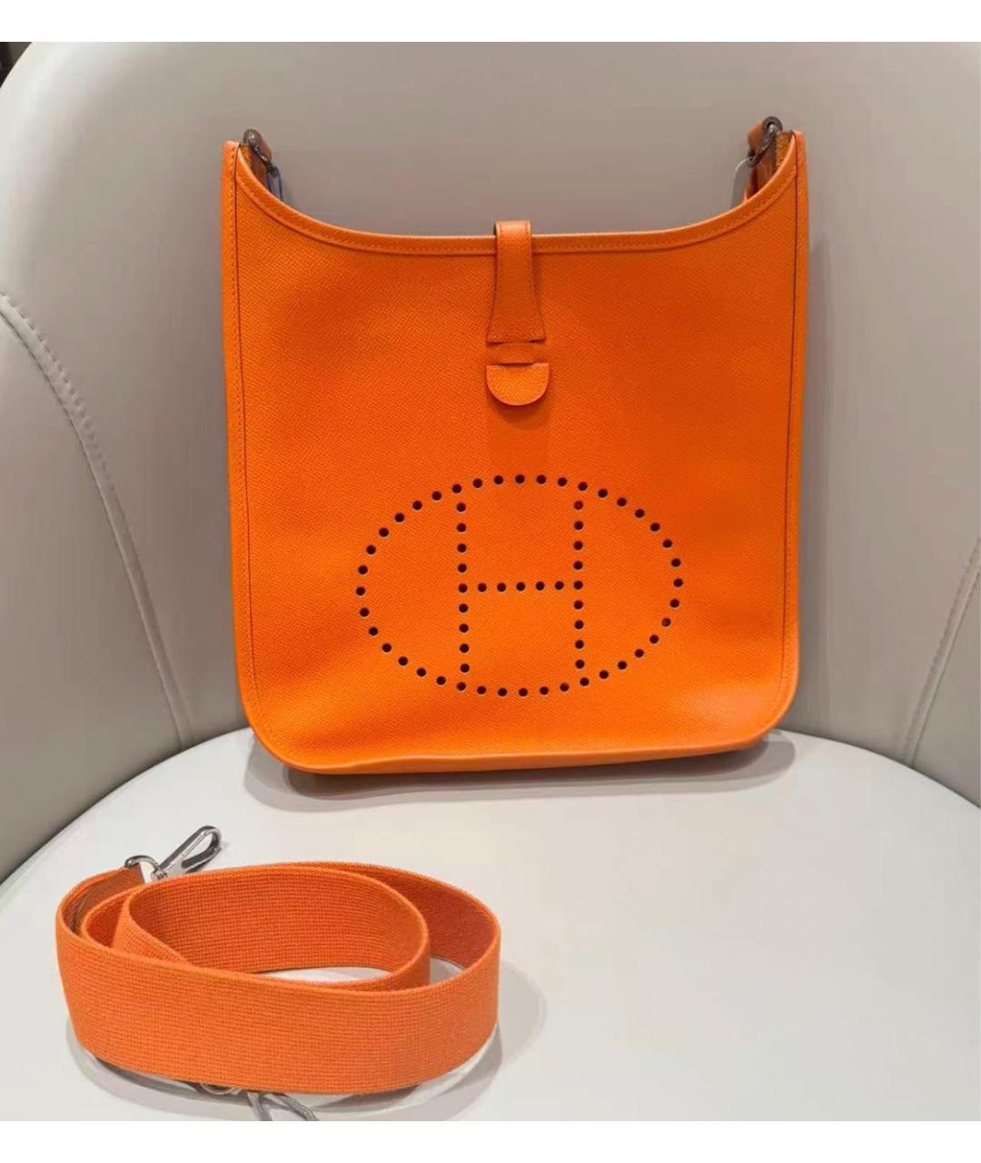 HERMES Оранжевая кожаная сумка через плечо, фото 8