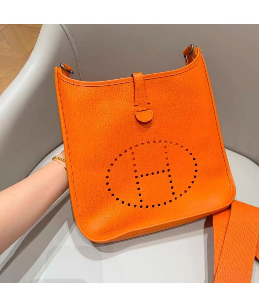HERMES Оранжевая кожаная сумка через плечо, фото 2