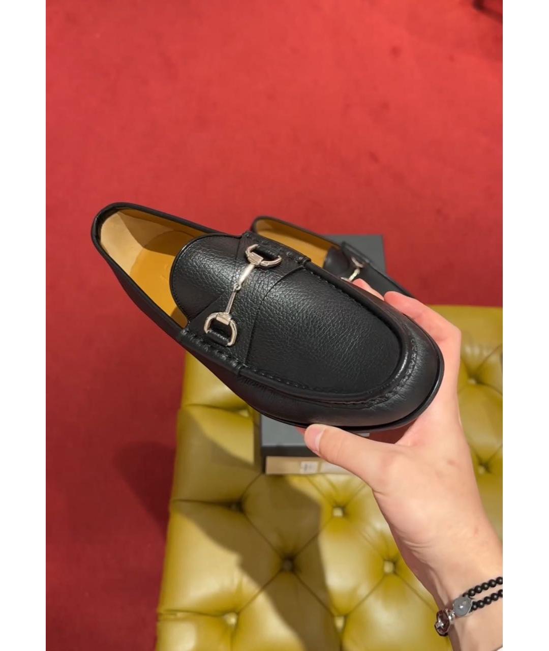 GUCCI Черные кожаные лоферы, фото 6