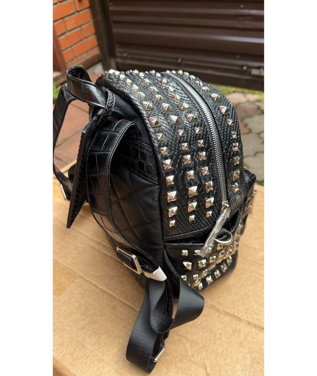 PHILIPP PLEIN Черный кожаный рюкзак, фото 3