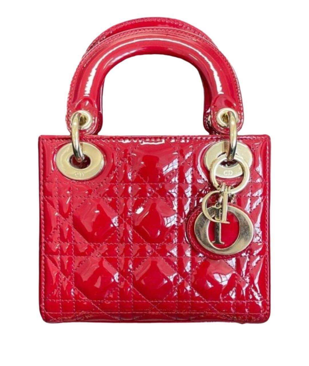 CHRISTIAN DIOR Красная сумка с короткими ручками из лакированной кожи, фото 1