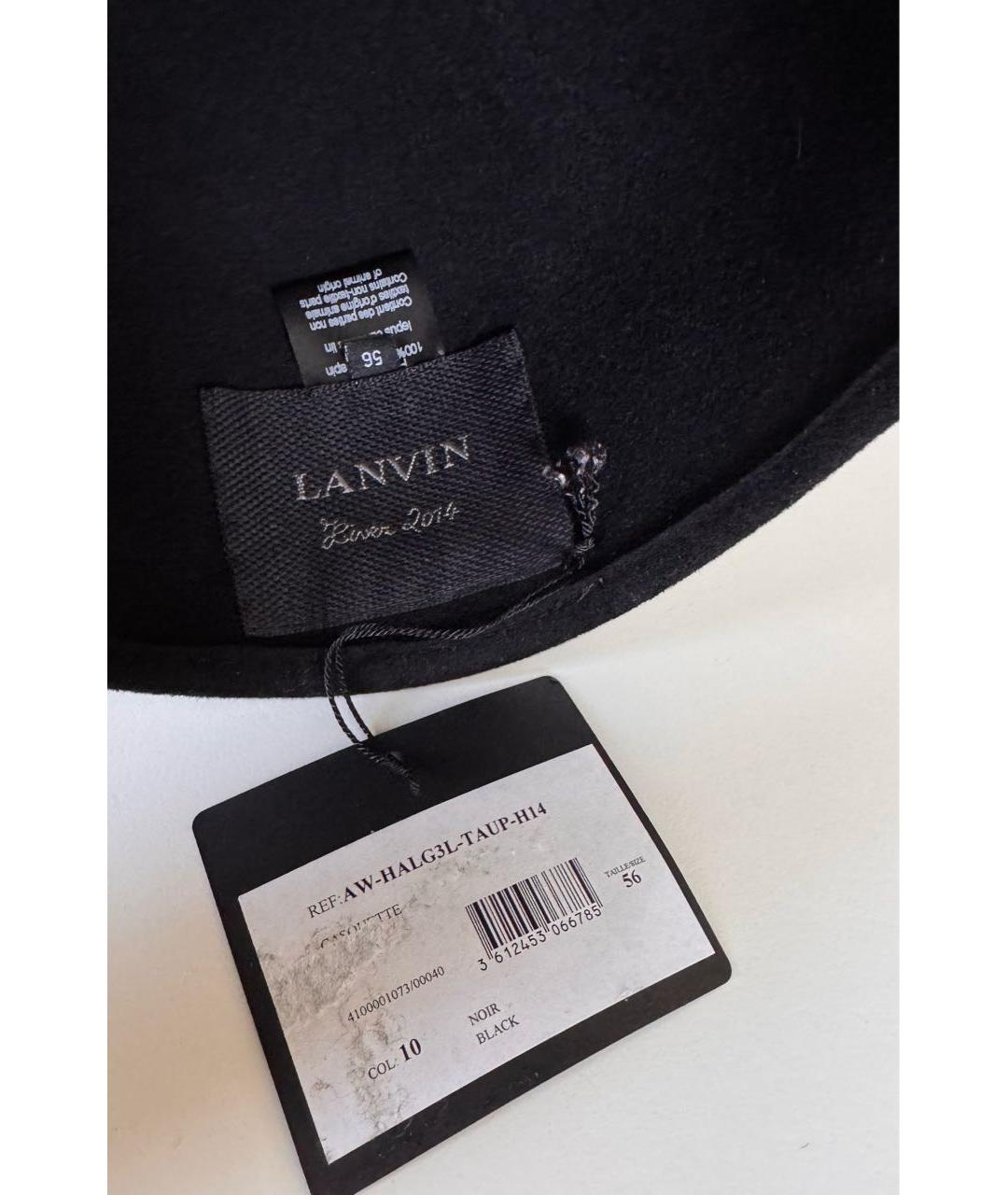 LANVIN Черная шерстяная шляпа, фото 4