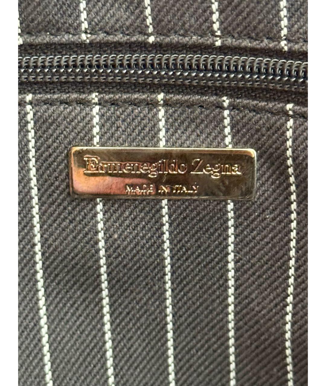 ERMENEGILDO ZEGNA XXX Черная кожаная барсетка, фото 7
