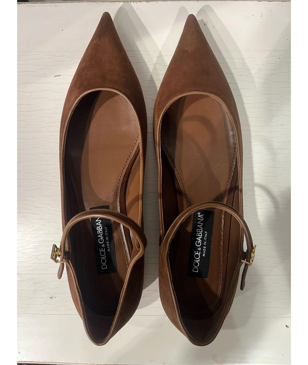 DOLCE&GABBANA Коричневые замшевые балетки, фото 3