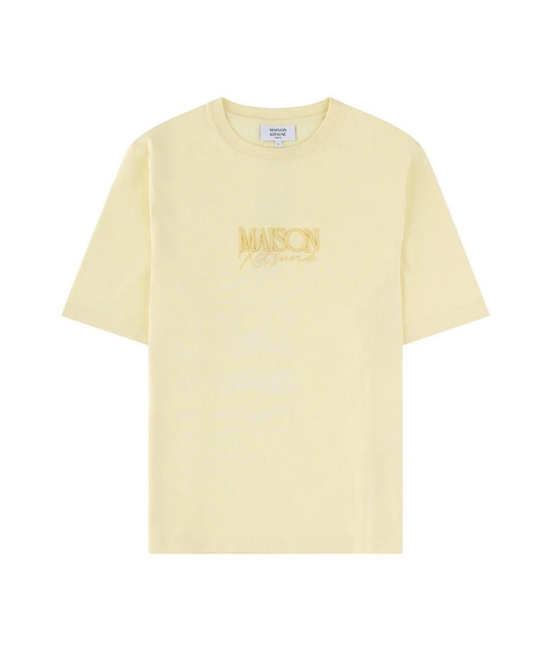 MAISON KITSUNE Желтая хлопковая футболка, фото 1