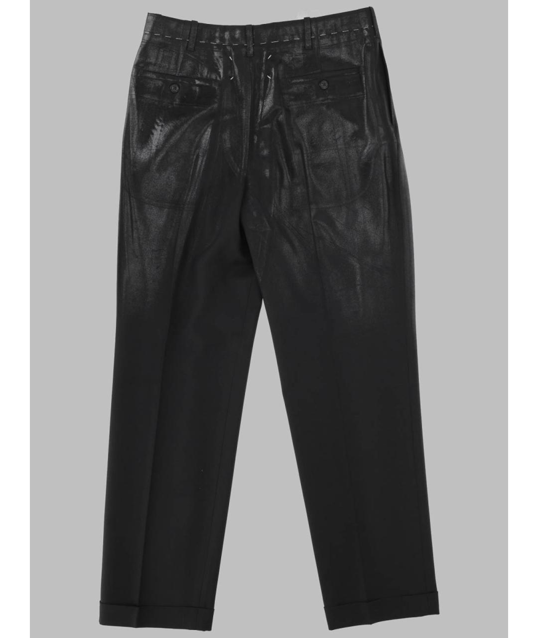MAISON MARGIELA Черные шерстяные повседневные брюки, фото 2